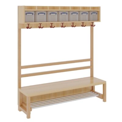 Komplettgarderobe mit Ablage & Boxen – offene Stütze & Aluminiumrost