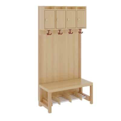 Komplettgarderobe mit Ablage & Türen - Stütze mit Paneelrückwand & Aluminiumrost