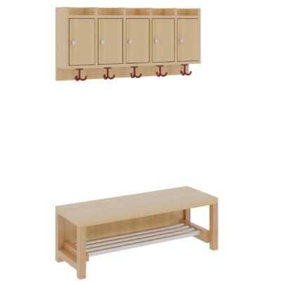 Komplettgarderobe mit Ablage & Türen – Aluminiumrost, ohne Stütze (Ablage zur Wandmontage)