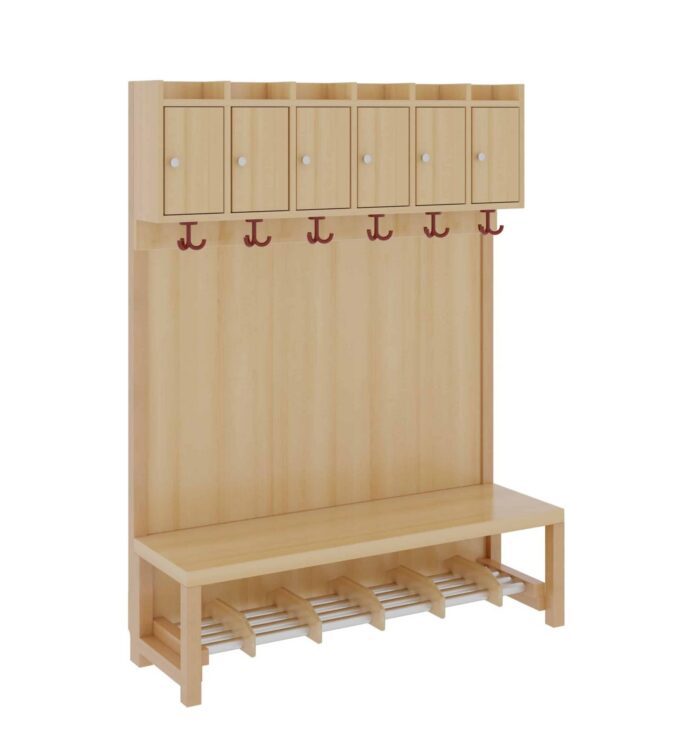 Komplettgarderobe mit Ablage & Türen – Stütze mit Paneelrückwand & Aluminiumrost - 1174t31frf34