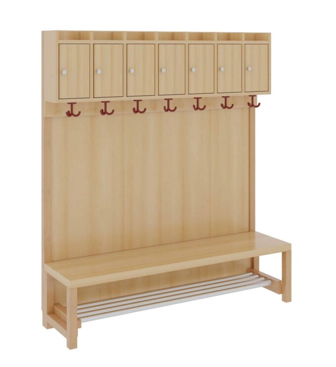 Komplettgarderobe mit Ablage & Türen – Stütze mit Paneelrückwand & Aluminiumrost - 1174t41fr34 2