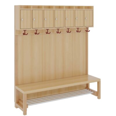 Komplettgarderobe mit Ablage & Türen - Stütze mit Paneelrückwand & Aluminiumrost