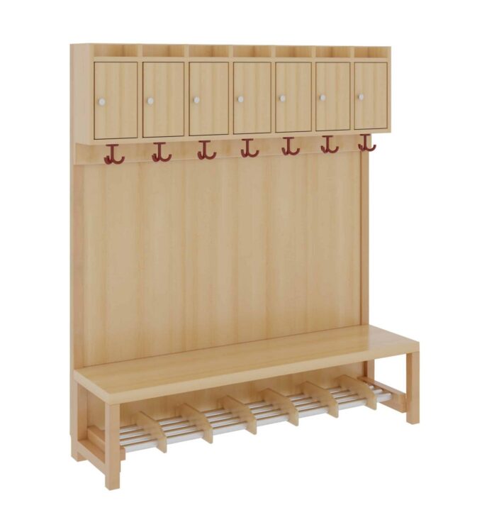 Komplettgarderobe mit Ablage & Türen – Stütze mit Paneelrückwand & Aluminiumrost - 1174t41frf34