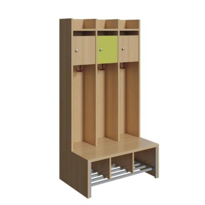 Spindgarderobe mit kleiner Tür oben und mit Lüftungsschlitzen