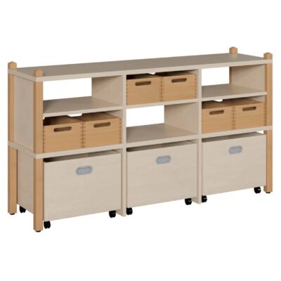 Stollenraumteilerregal mit 3 hohen Sockelnischen