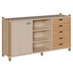 Raumteilerschrank mit 1 Tür und 5 Massivholzschüben - 160804400