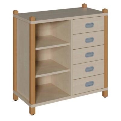 Stollenschrank mit 5 Dekorschüben und Regal - Höhe: 80 cm