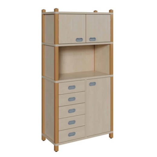 821645300 Stollenschrank mit 5 Dekorschüben, Tür und Oberschrank - 821645300