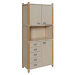 Stollenschrank mit 5 Dekorschüben, Tür und Oberschrank - 821845300