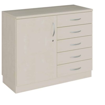 Halbschrank mit 5 Schüben und einer verschließbaren Tür