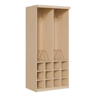 Liegepolsterregal 227 cm hoch, oben Polster, unten Bettzeugfächer