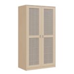 Liegepolsterschrank zweitürig mit Lochblechtüren, 227 cm hoch, oben Polster, unten Bettzeugfächer - KLPL12H