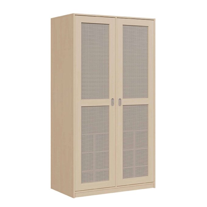 Liegepolsterschrank zweitürig mit Lochblechtüren, 227 cm hoch, oben Polster, unten Bettzeugfächer - KLPL12H