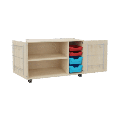 Fahrbarer zweitüriger Musikschrank mit Ergo Tray Boxen