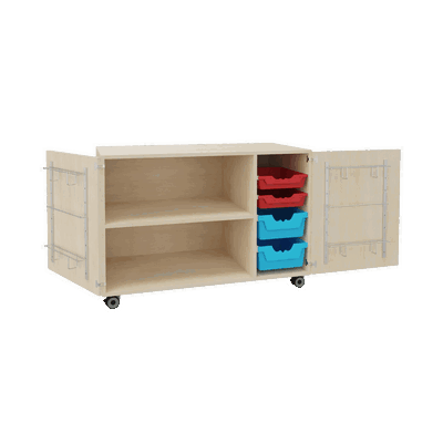 Fahrbarer zweitüriger Musikschrank mit Ergo Tray Boxen