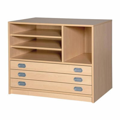 Papierschrank als Unterschrank mit Auszügen und Fächern