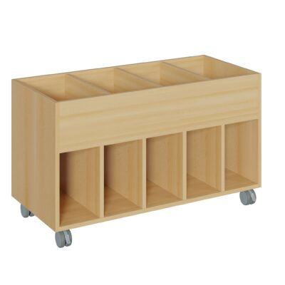 Büchertrog fahrbar mit 9 Fächern