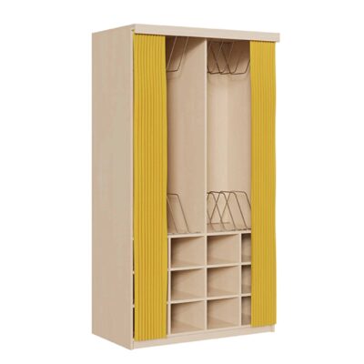 Liegepolsterschrank mit Vorhangeinrichtung und Vorhang