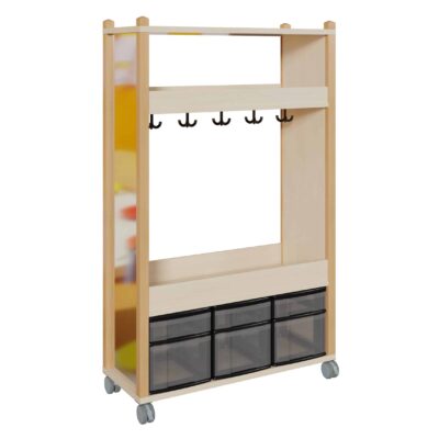Umkleidewagen mit Boxen, Garderobenhaken und Spiegel