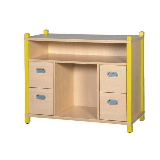 spieleschrank1 Stollen-Spieleschrank mit 4 Dekorschüben, 2 Fächer - spieleschrank1