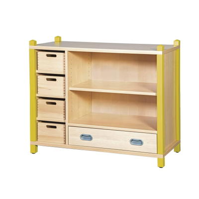 Stollen-Spieleschrank mit 1 Dekorschub, 1 Einlegeboden, 4 Kästen