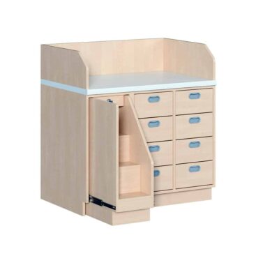 Wickelkommode mit ausziehbarer Treppe und 8 Dekorschüben