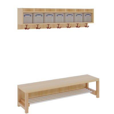 Komplettgarderobe mit Ablage & Boxen – Aluminiumrost, ohne Stütze