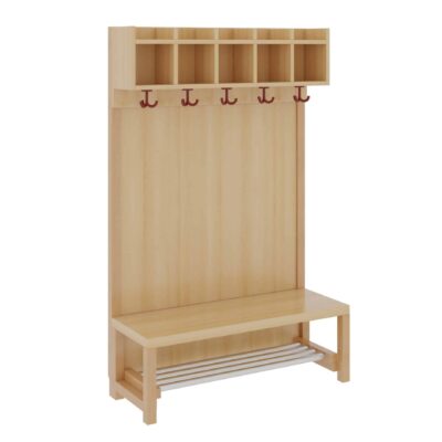 Komplettgarderobe mit Ablage – Stütze mit Paneelrückwand & Aluminiumrost