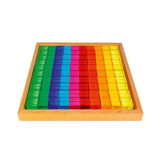 0100 | LICHTBAUWÜRFEL (100 Teile) Acryl-Bauwürfel im Holzrahmen – Bauspiel - 0100 | LICHTBAUWÜRFEL (100 Teile)
