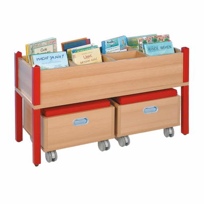 Stollen-Bücherkiste mit 2 Rollkisten inkl. Polster