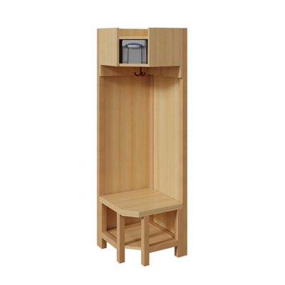 Innenecke-Garderobe mit Boxen komplett - Stütze mit Paneelrückwand