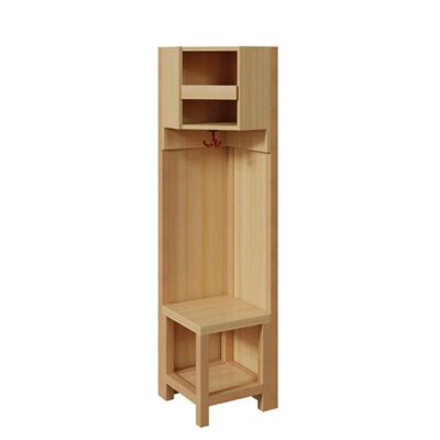 Innenecke-Garderobe mit doppelter Ablage und Bilderleiste komplett - Stütze mit Paneelrückwand