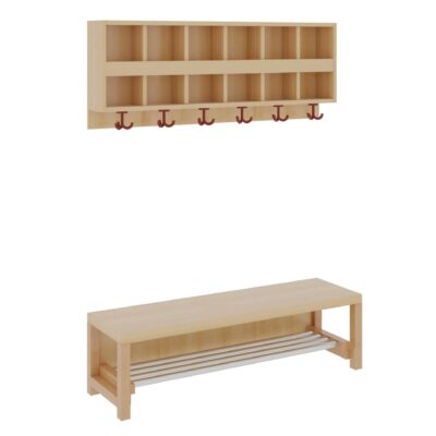 Komplettgarderobe mit Doppelablage & Bilderleiste – Aluminiumrost ohne Stütze