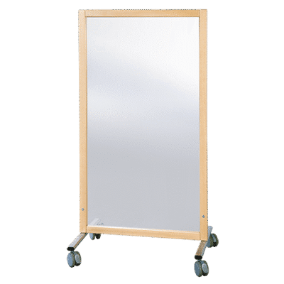 Trennwand fahrbar, mit Melamin-Fläche, einseitig Spiegel