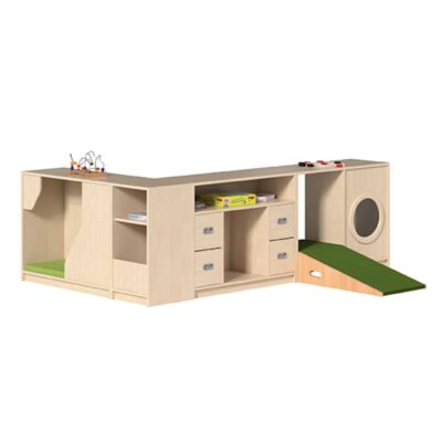 "ROSALI" Regalsystem mit Versteckschrank und Durchkrabbelschrank mit Bullauge