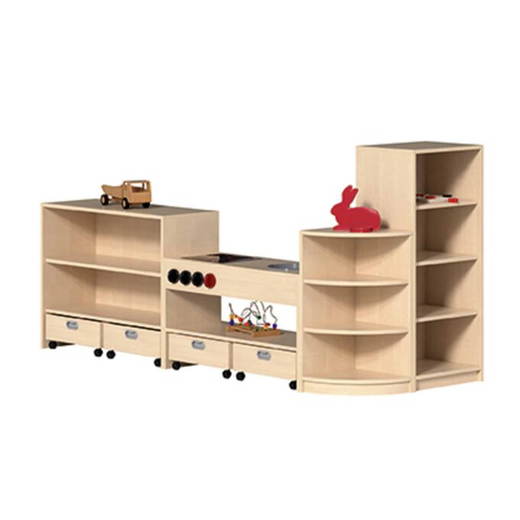 FRSK23 „KAI“ Regalsystem mit Puppenküche und Viertelkreisecke - FRSK23