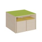 Tischpodest mit Linoleumdeckplatte und 4 Hockern - P2 546 2