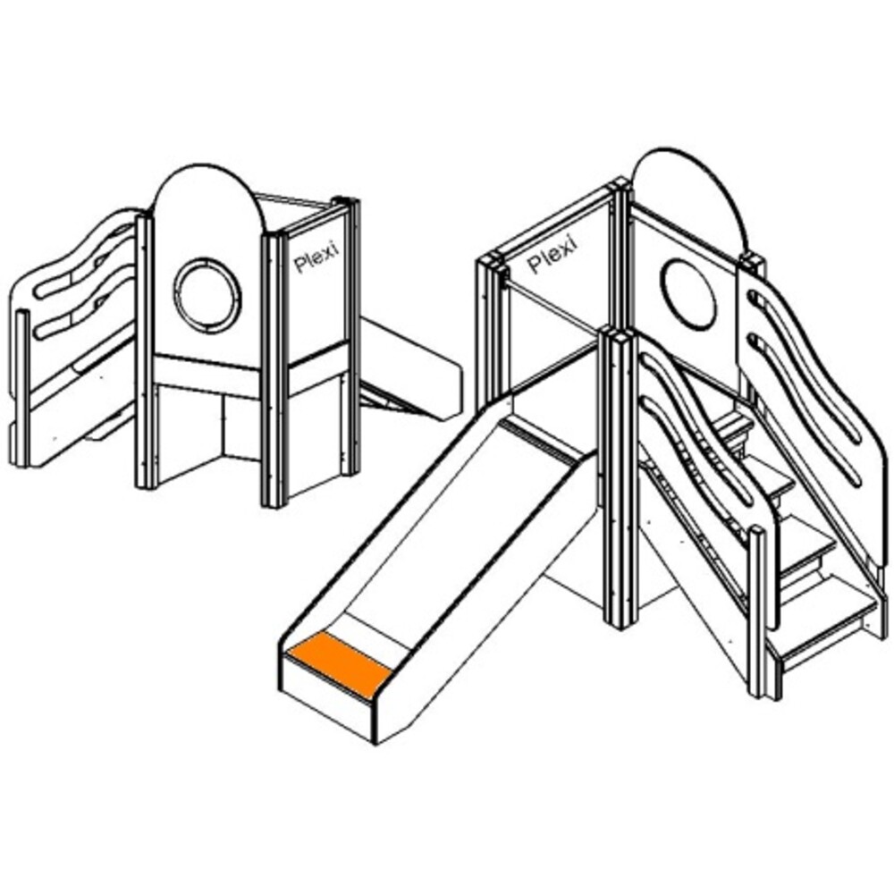 Kleine Spielburg mit Rutsche und Treppe