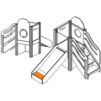 Kleine Spielburg mit Rutsche und Treppe