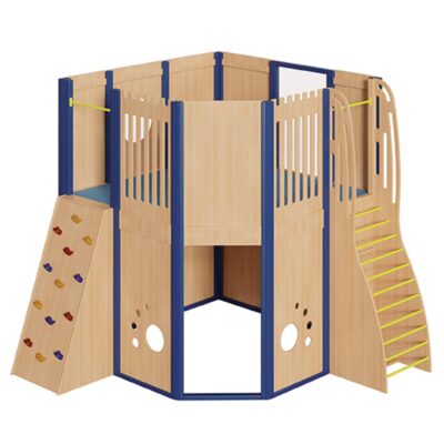 Große Spielburg mit Kletterfelsen und Sprossenwand