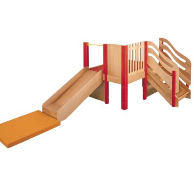 Kleine Spielburg mit Rutsche und Treppe