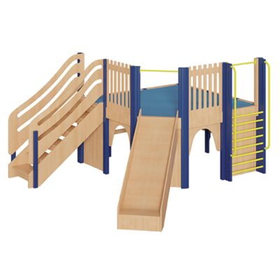 Mittlere Spielburg mit Treppe, Rutsche und Sprossenwand