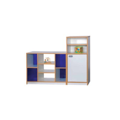 "JUSTIN" Regalsystem mit Raumteilerschrank mit Plexiglas, Schrank mit Tür