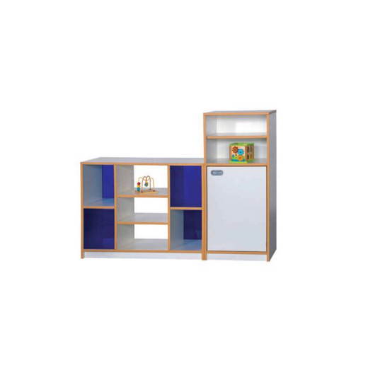FRS K27 „JUSTIN“ Regalsystem mit Raumteilerschrank mit Plexiglas, Schrank mit Tür - FRS K27