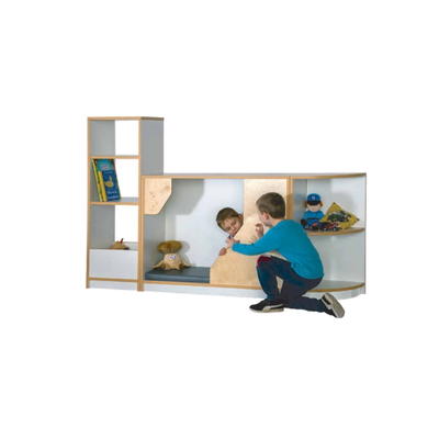 „HEIDI“ Regalsystem mit Versteckschrank inkl. Matte, Viertelkreisregal