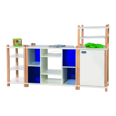 "JASMIN" Stollenregalsystem mit Tür und  Raumteilerschrank mit Plexiglas