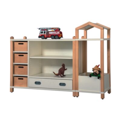 "STEPHAN" Stollenregalsystem mit Eigentumskästen, Turm mit Kasten und Dach