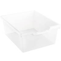 Sideboard mit 3 Böden, oben links und rechts Türen, mitte frei, unten 12 ABS-Boxen - G–Regal 02 Kasten transparent web