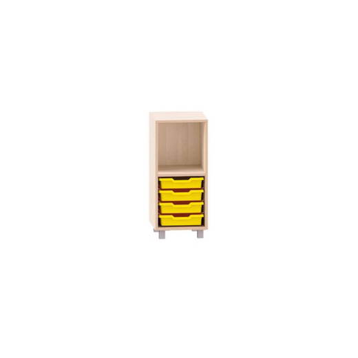 MKS021 Regal mit 4 kleinen ABS-Boxen und einem Boden, oberes Fach frei - MKS021