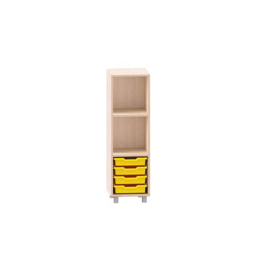 MKS022 Regal mit 4 kleinen ABS-Boxen und 2 Böden, obere Fächer frei - MKS022